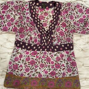 Cute Boho Blouse - comfy silk Anthropologie fei short sleeved